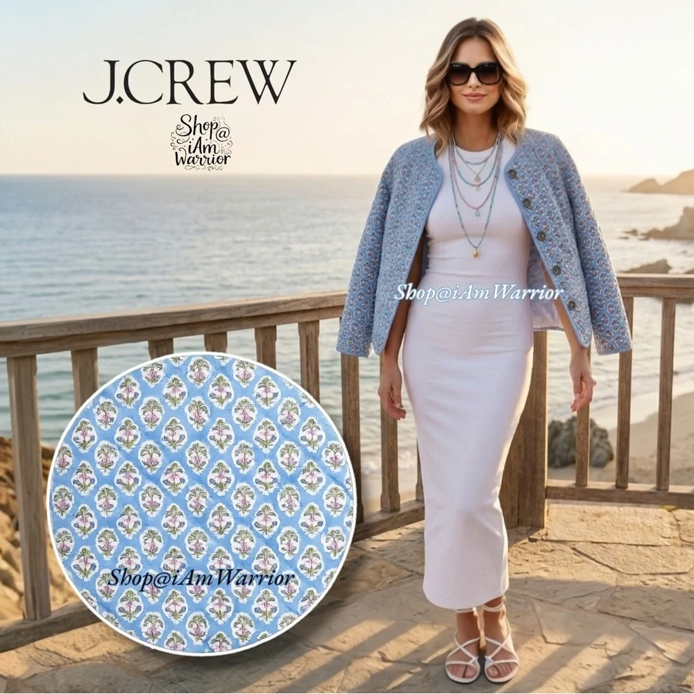 J.Crew NWT baby blue & pink floral print jacket *shop@iamwarrior